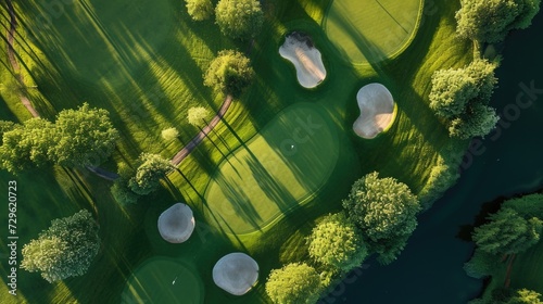 Aerial top view of Golf course