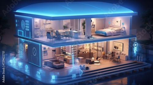 The concept of a "smart home" using remote controls and home control systems to monitor and control various functions of the home.