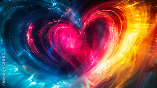 Light and Smoky Energy Colorful Glowing Heart-Shaped Background