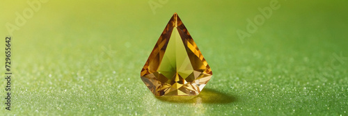 closeup macro view of a topaz gemstone mineral on a pastel yellow-green background a picture for banner