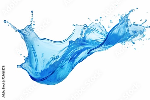 Dynamic splash of blue water on a white background. High-speed image. Concept of purity, hydration, refreshment, delivery of clean water and cleansing.