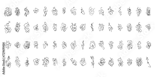 Set of sketch vector hand drawn black ink textured messy lines swirls, glyphs, wavy line frames, strokes scribbles for advertisement, mental struggling concept