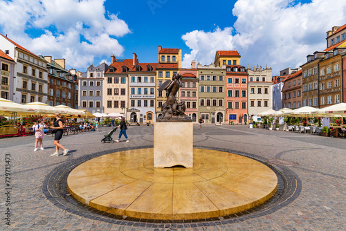 Statue of Mermaid in the Market Square, Warsaw, Poland
