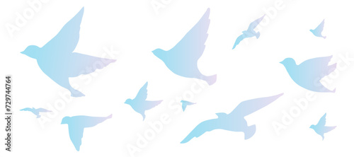 空を飛ぶ鳥のシルエットイラスト グラデーション 背景イラスト パターン