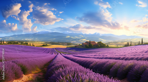 Lavender Close-Up: Detailed Illustration of Fields in High-Resolution Landscape Photography