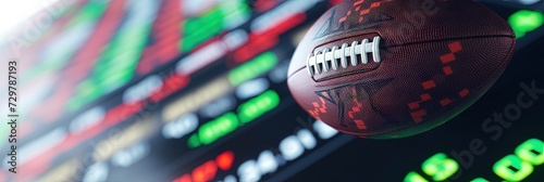 Sports betting and gambling concept with data and charts with football