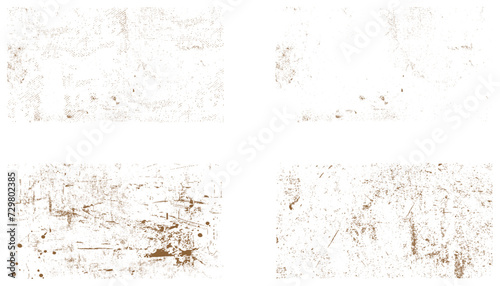 Collection of 4 grunge texture bundle. Grunge grainy dirty texture. Set of six abstract urban distress overlay backgrounds. Vector illustration