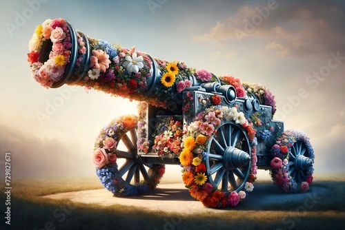 a cannon adorned with flowers