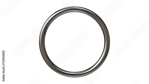 silver chrome metal ring on transparent background, 3d render