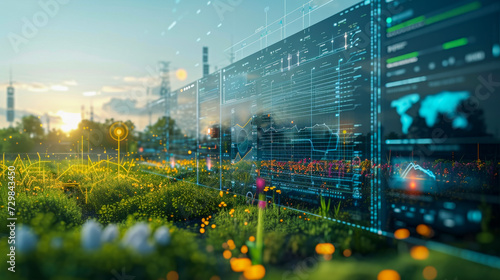 Industrial Plant with Digital Interface Analytics in Lush Field 