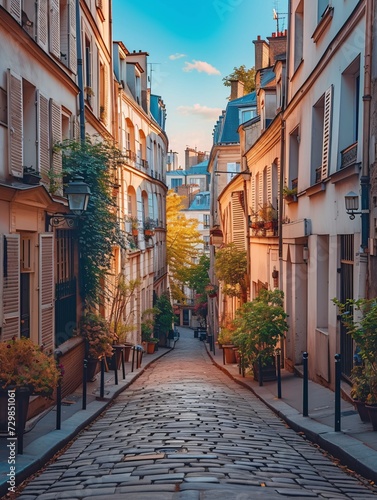 Charming Parisian neighborhood with beautiful buildings and iconic sights.