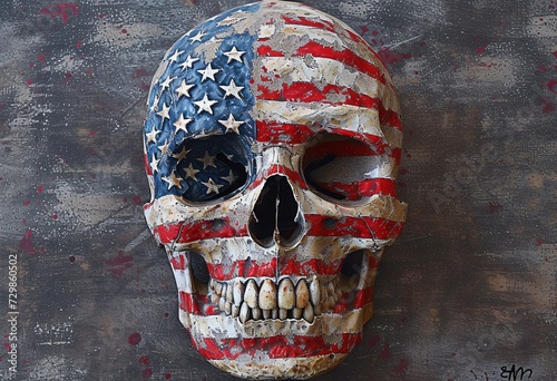 Skull with American Flag Design A Patriotic Tribute to the Month of July Generative AI