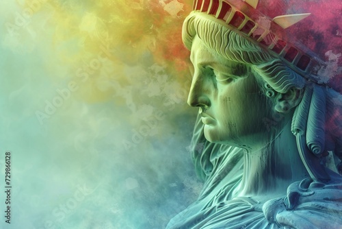 Lady Liberty's Colorful Makeover A Rainbow-Inspired Statue Generative AI