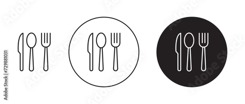 Cutlery Vector Illustration Set. Dinner Dining Plate Sign in Suitable for Apps and Websites UI Design Style.