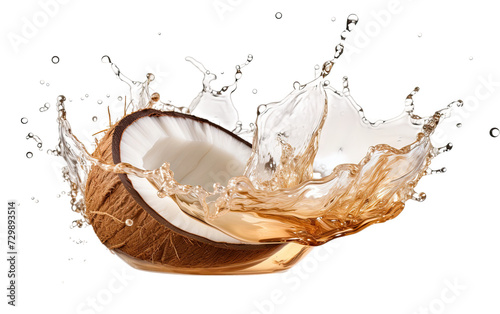 Coconut Oil Splash on a White or Clear Surface PNG Transparent Background.