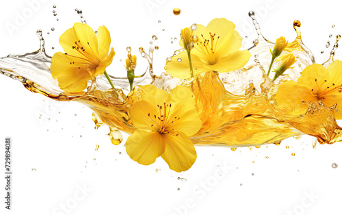 Evening Primrose Oil Splash on a White or Clear Surface PNG Transparent Background.