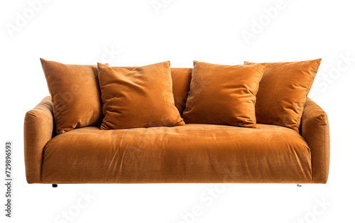 velveteen sofa with cushion on a White or Clear Surface PNG Transparent Background.