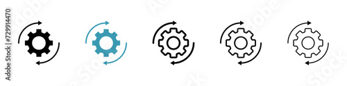 Operational Flow Vector Icon Set. Process Gear vector symbol for UI design.
