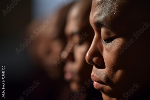 closeup of monks face in deep meditation