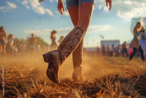 Female legs in cowboy boots