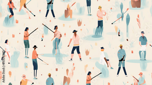 Seamless repetitive symetric pattern illustration of cricket figures. Pattern.