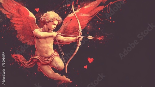 A painting of a cupid holding a bow and arrow. Perfect for Valentine's Day cards and romantic designs