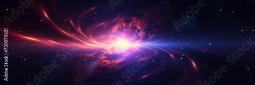 3d render. Abstract neon blackhole space nebular background. Black hole at the center of the vortex. Particles leave luminous traces. Fantastic wallpaper 