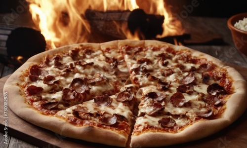 wood fired pizza. beautiful pizza. pizza advertisement