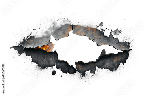 paper with burnt edges, creating a frayed and scorched effect.