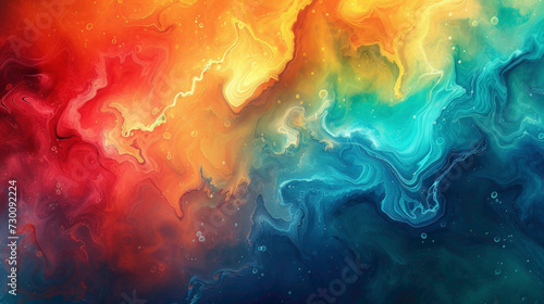Liquid cosmos in chaos an abstract explosion of vibrant colors, a paradoxical blend of simplicity and intricate waves.