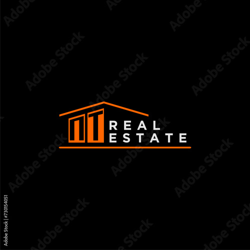NT letter roof shape logo for real estate with house icon design