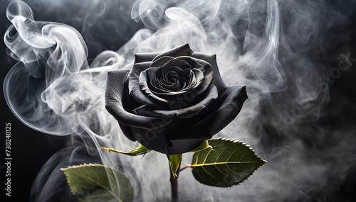 Czarna róża, abstrakcyjny kwiat w dymie