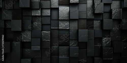 Abstract black cube structure mosaic and tile square background