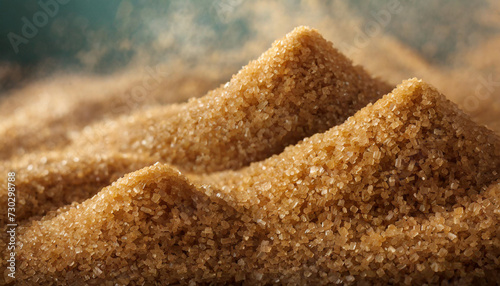 unrefined brown cane sugar pile, showcasing its texture and natural sweetness