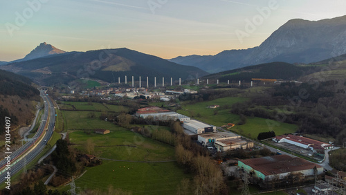 aerial view of the valley of Atxondo in the basque country, spain