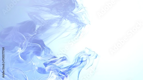 Blue Smoke Swirls in the Air on a White Background