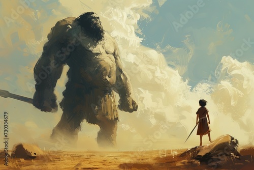 Painting of David and Goliath.