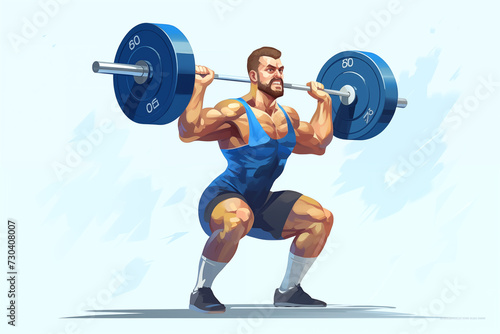 Weightlifter athlete lifting the weights, illustration generated by AI