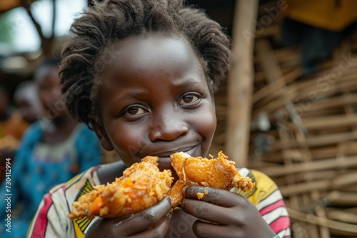 Young Girl Eating a Piece of Food