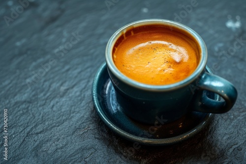 An aromatic cup of espresso with a perfect crema on top