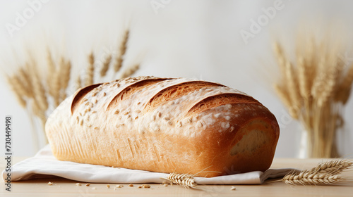 loaf of bread with wheat