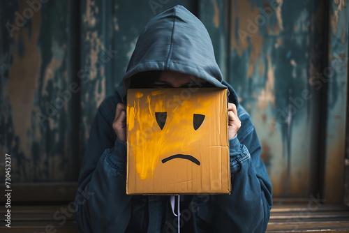 Una persona tapándose con un emoji triste en al cara 