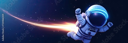 cute cartoon astronaut flying in zero gravity space