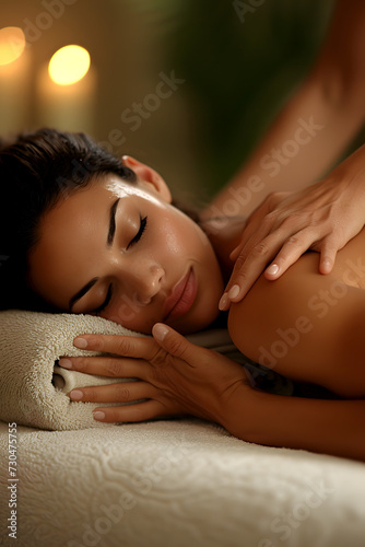 Therapeutic Touch: Close-Up of a Relaxing Massage in a Serene Spa Environment
