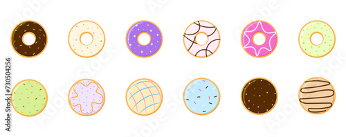 Set of colorful donuts flat illustration vector