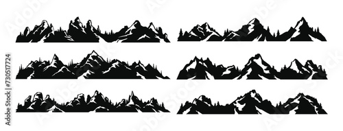 Hand drawn sketch of hiking or climbing on mountain. Nature highlands drawing, mountains landscape engraving. Vector isolated illustration 