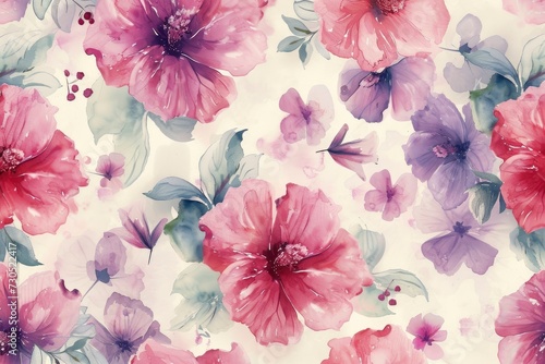 watercolor flower pattern background - generative ai