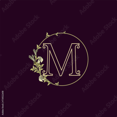 Vintage initials letter m