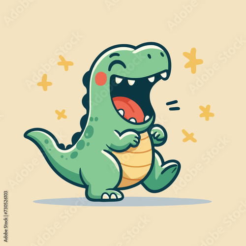 happy cute cartoon dinosaur laughing vector illustration