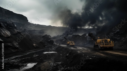 An industrial landscape of coal mining.